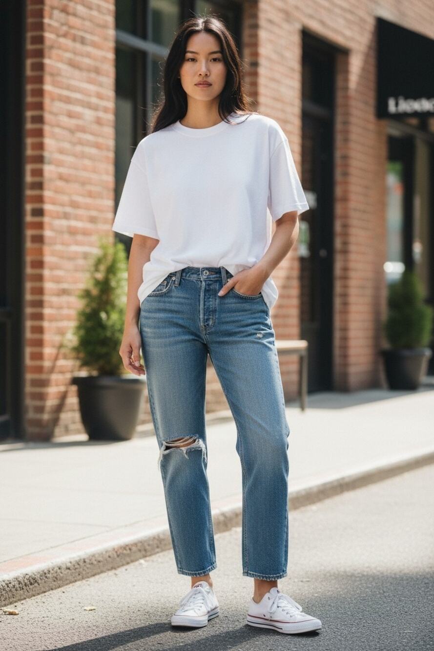 AMO Denim Babe High Rise Slim Straight Jeans in 'Tried & True' Wash - Size 27